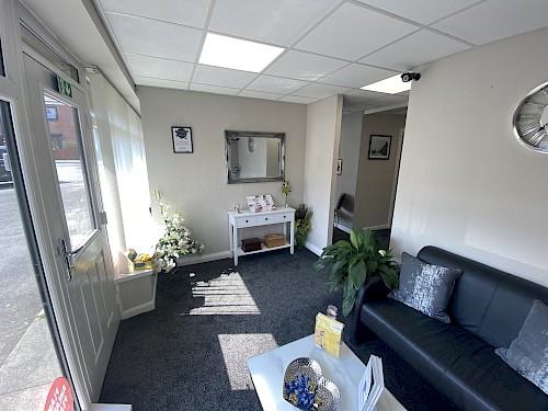 Waiting area in Hickton Family Funeral Directors Bartley Green funeral home.